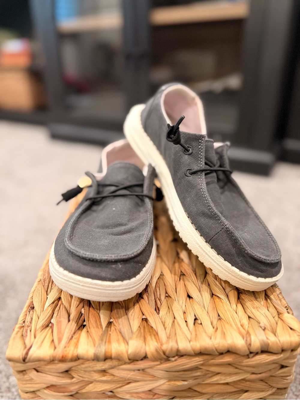 Hey Dude Wendy Chambray Off Black Women’s Size 5 Slip On Shoes